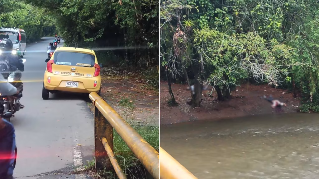 Encuentran cuerpos cerca a un taxi abandonado en el puente del Río Claro en Jamundí